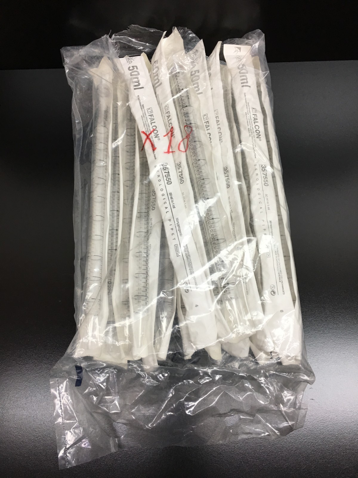 Corning Falcon REF 357550 Serological Pipet 1.0 Increments 50mL Lot 18 PCS