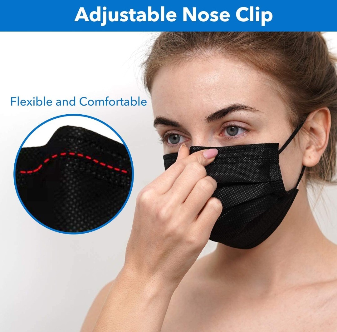 50 Pcs [Black] 3-Ply Face Mask Disposable Non-Medical Mouth Cover