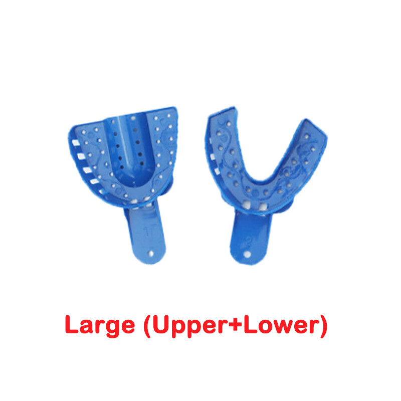 2Pcs Dental Plastic Impression Tray Denture Materials Dental Tray Upper+Lower