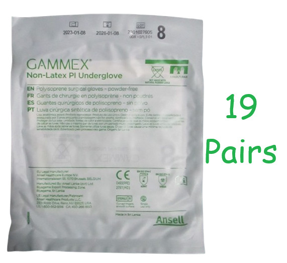 19 Gammex Non-Latex Polyisoprene Powder-Free Green Micro Underglove Sz 8