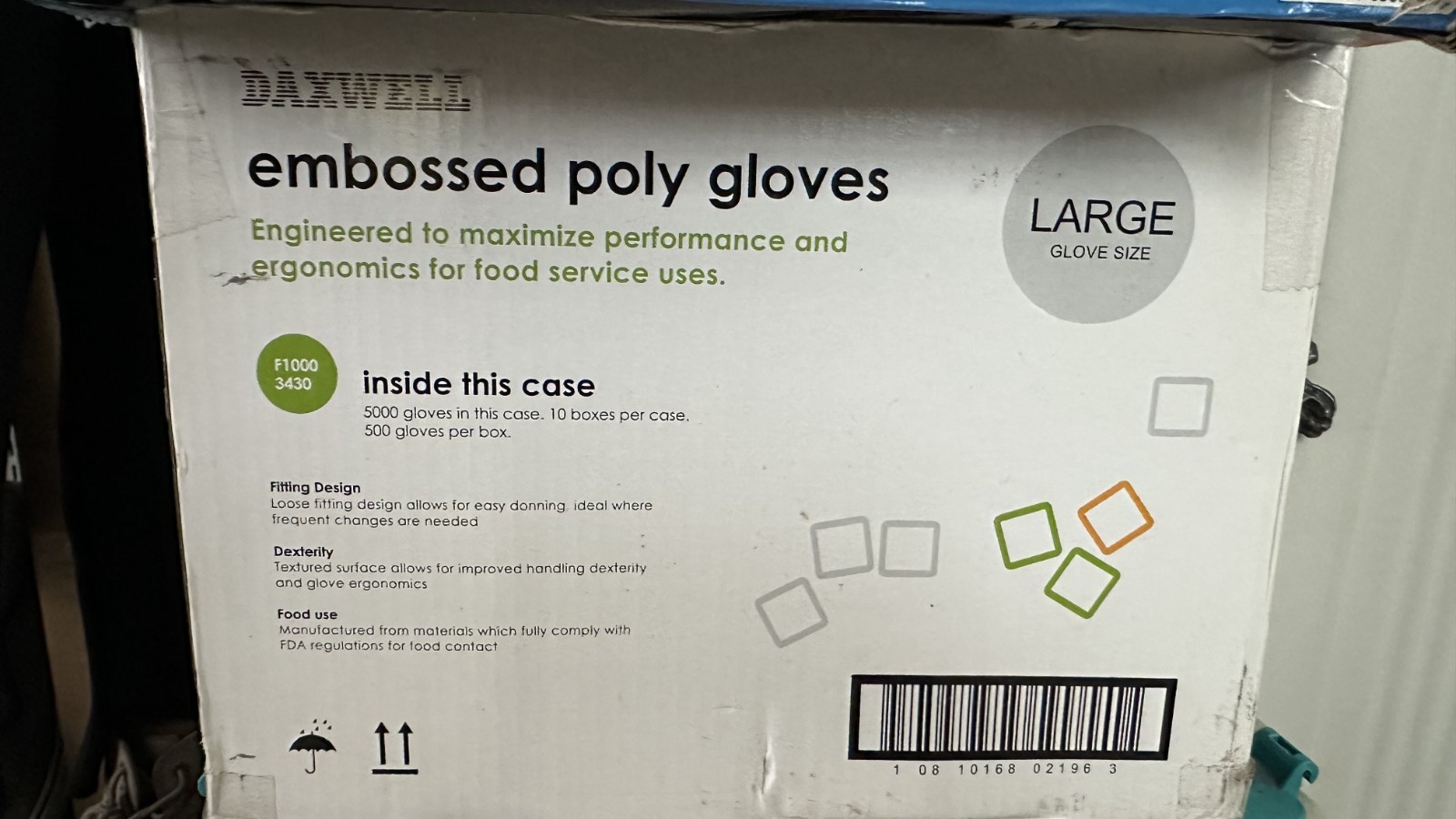 Poly Gloves, Embossed, Large, Clear, Box of 5000, large, 10 boxes of 500 inside