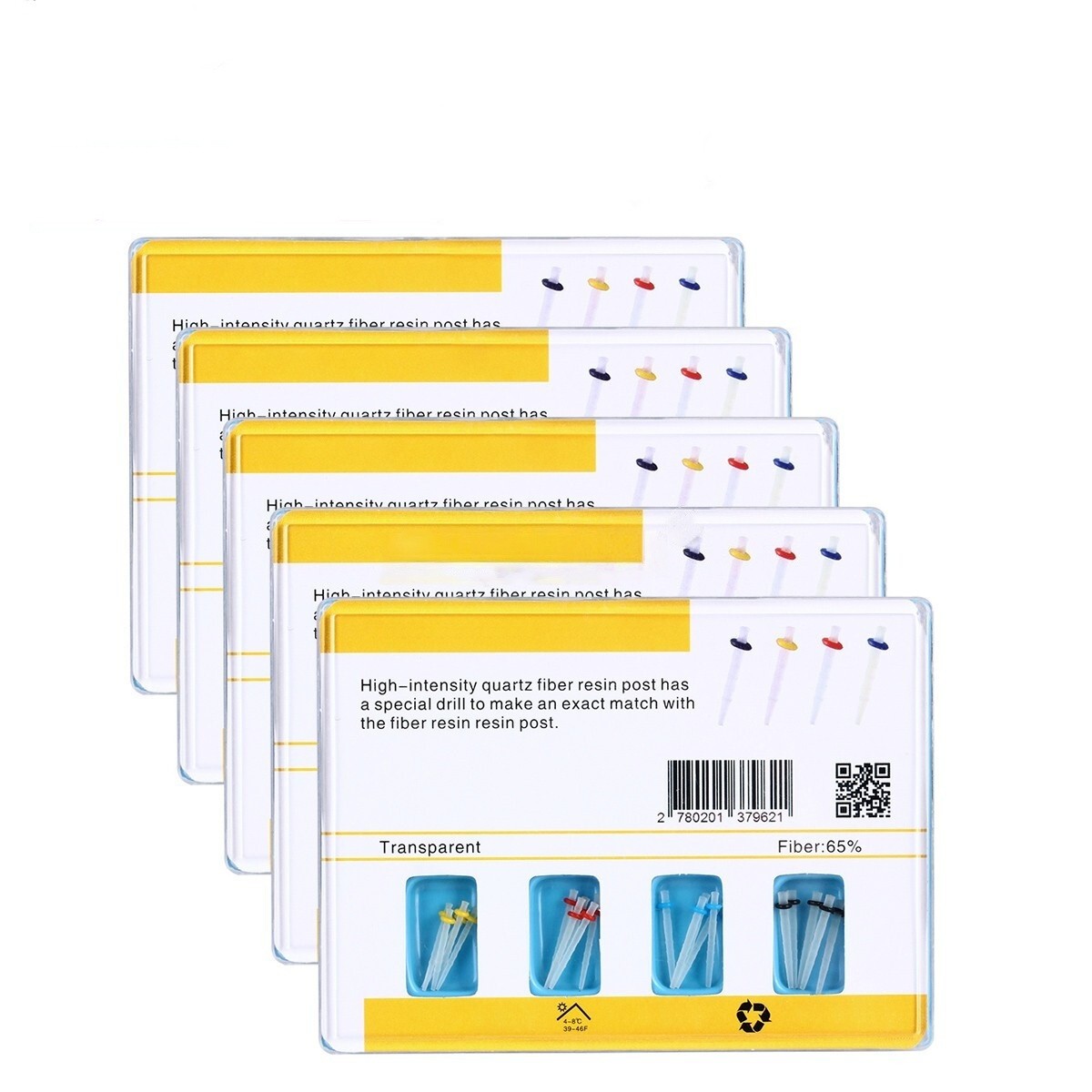 5 Box Dental AAA Fiber Posts Resin Screw Thread Glass & 4 Drills 1.2/1.4/1.6/1.8
