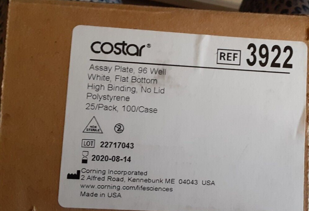 Corning Costar 96 well Culture Plates (Pack of 25) 3922