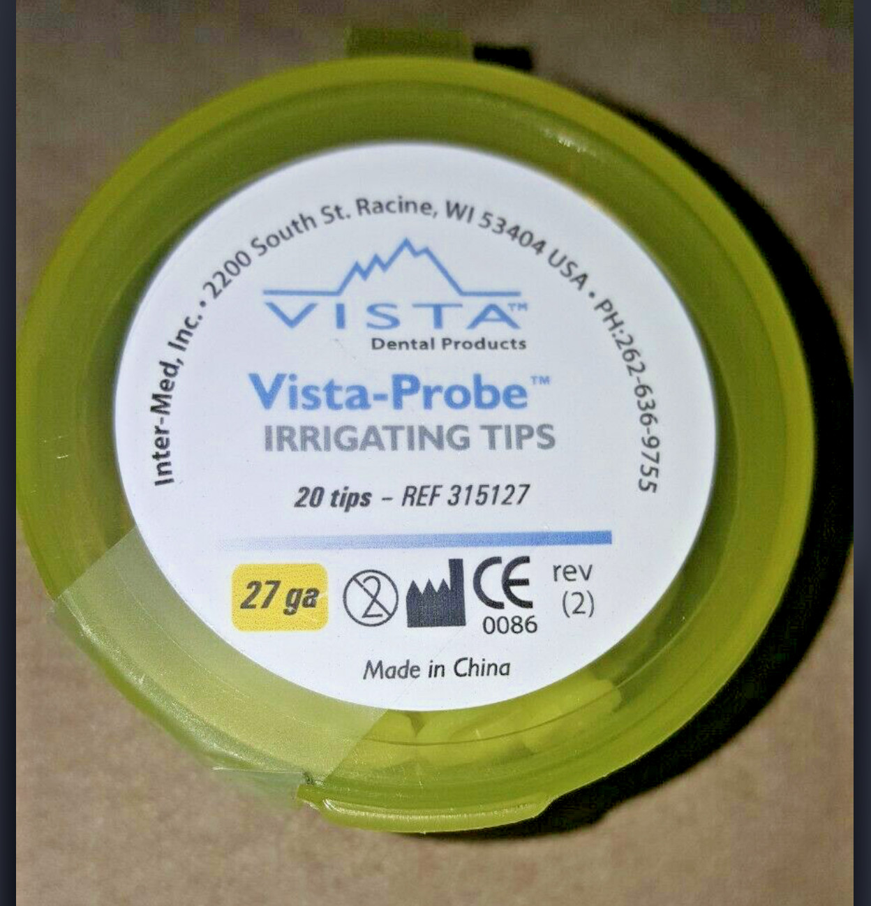 Vista Probe 27ga Yellow Bag of 20 315127