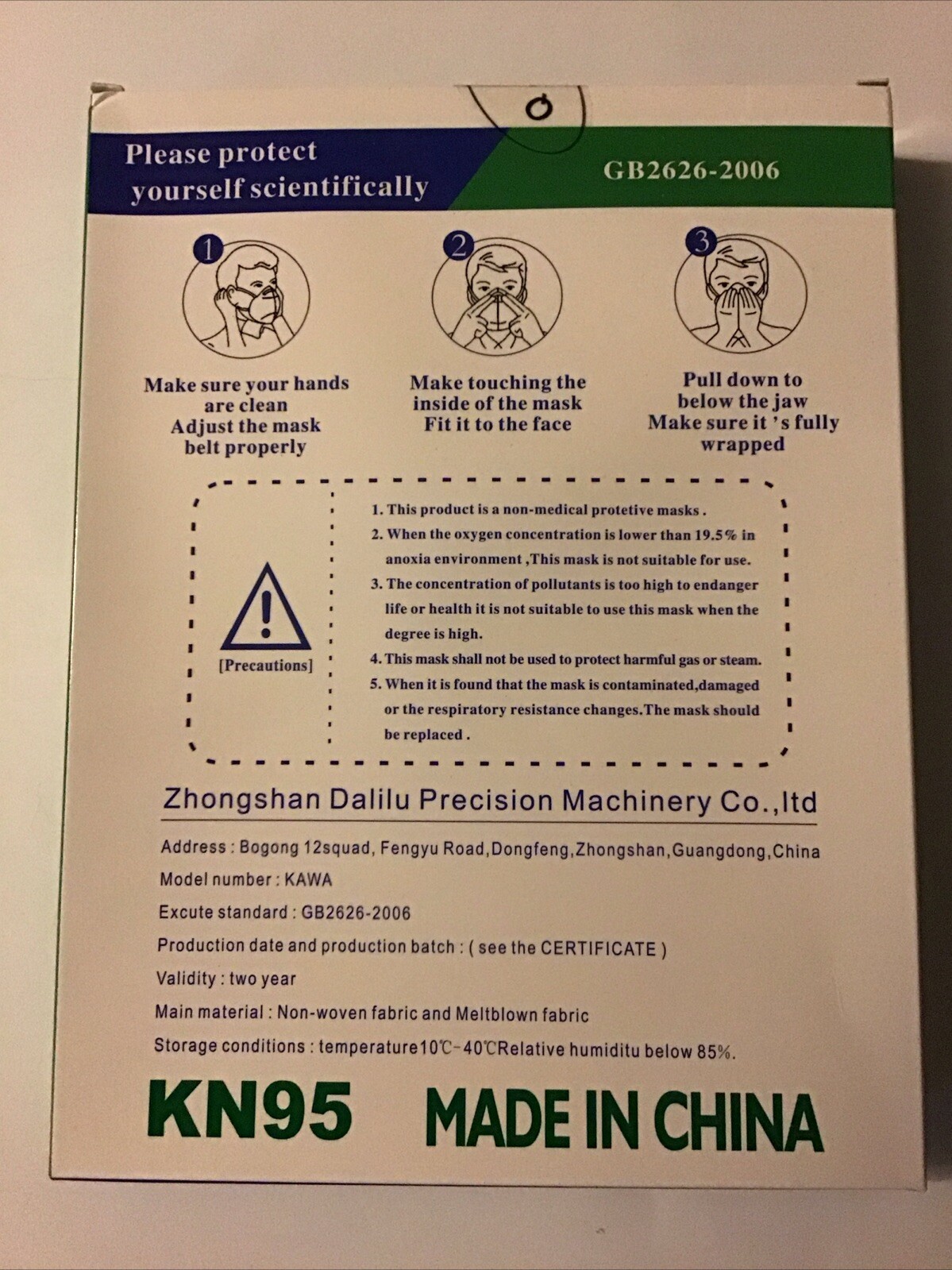 KN95 Face Mask Ear Loop Disposable Protect Self Suction Filter Respirator 20pc