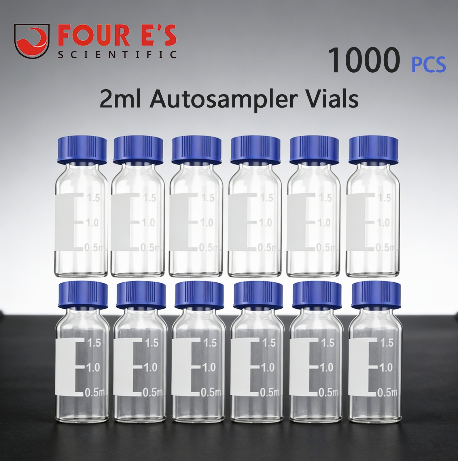 1000Pcs 2ml Autosampler Vial Glass Sample vials Lab Vial HPLC GC with Screw Caps