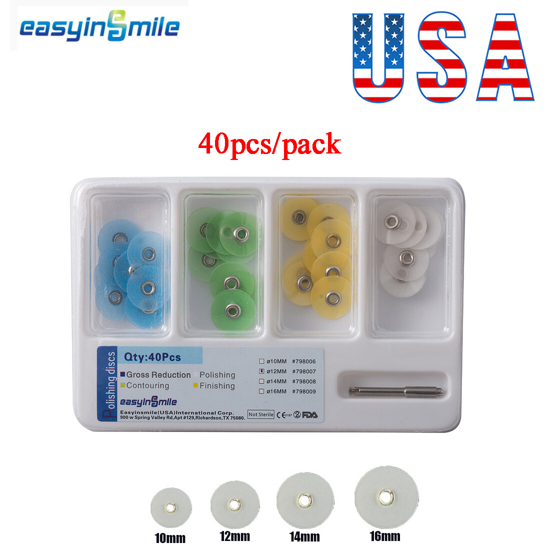 Dental Composite Finishing Polishing Disc Stem kit & Mandrel 40pcs 4Sizes Option