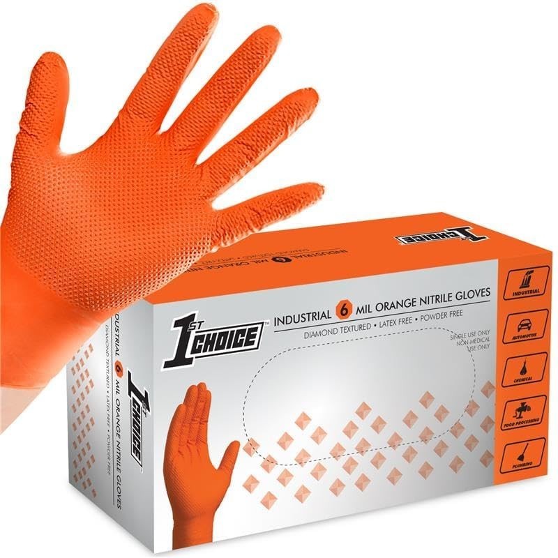 Latex-Free Orange Cleaning Gloves – XXLarge, 6 mil Thickness