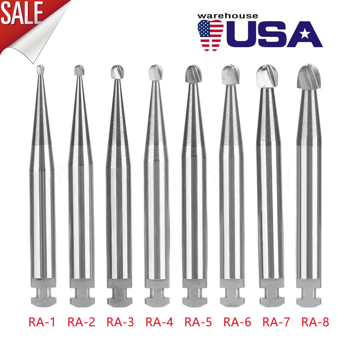 5-100 PCS DENTAL Round Carbide Bur for Slow Speed Latch RA1-8