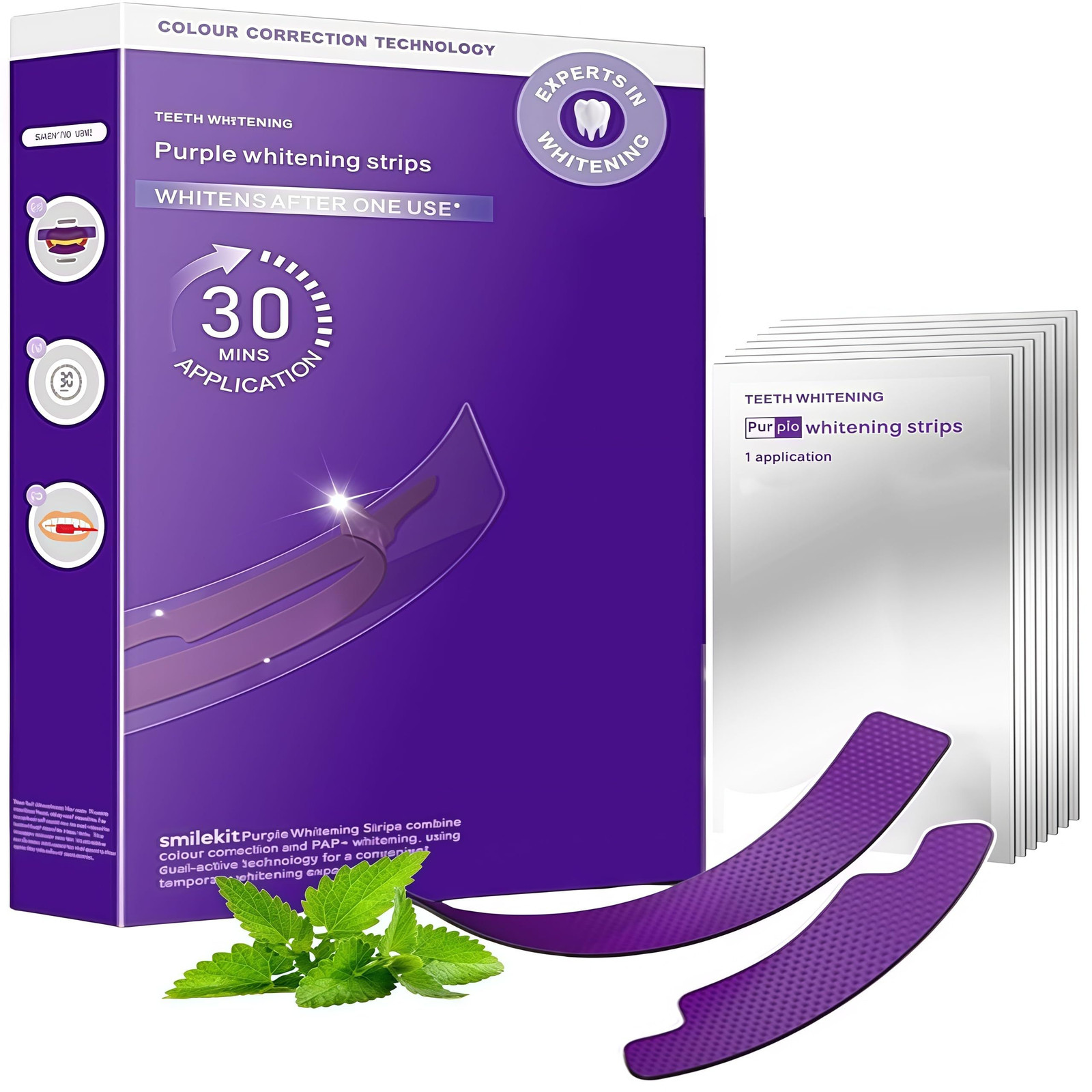 14Pcs Purple Whitening Strips, Teeth 1 Count (Pack of 14),