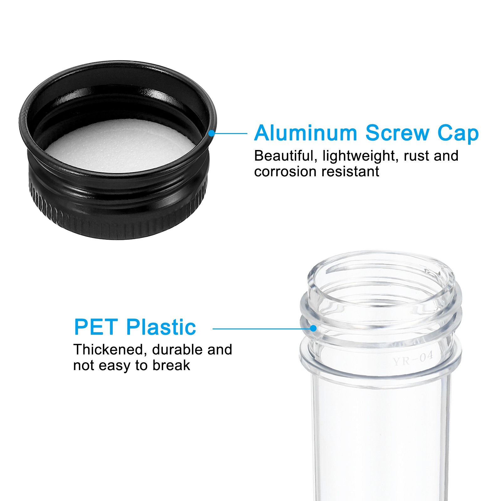 6 Pack 30ml Plastic Test Tubes with Screw Caps 109x27mm Tubes Black