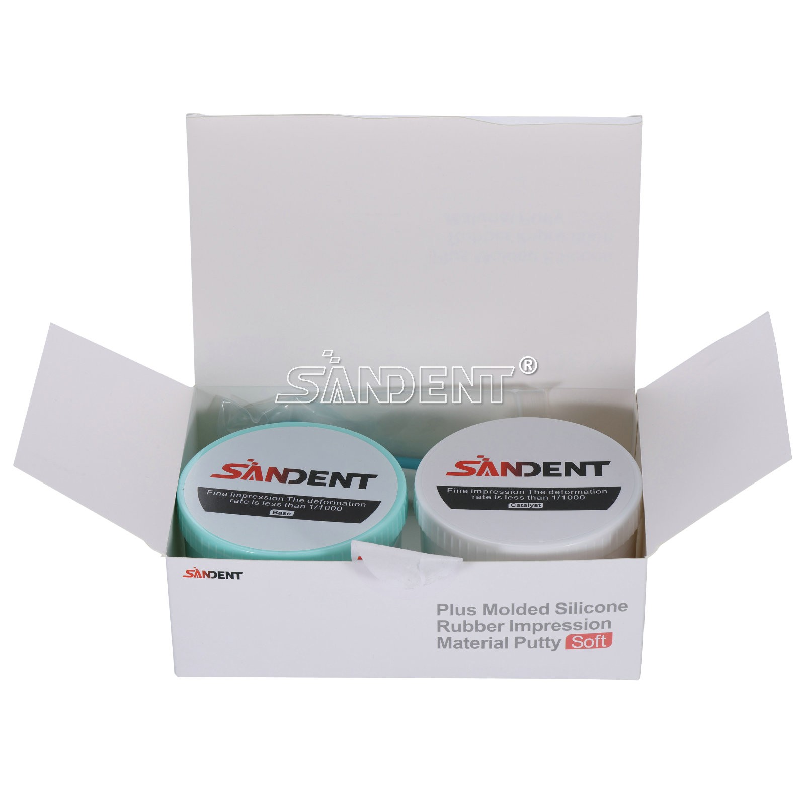 2X400g Dental Impression Material silicone Putty Soft Catalyst Base SANDENT