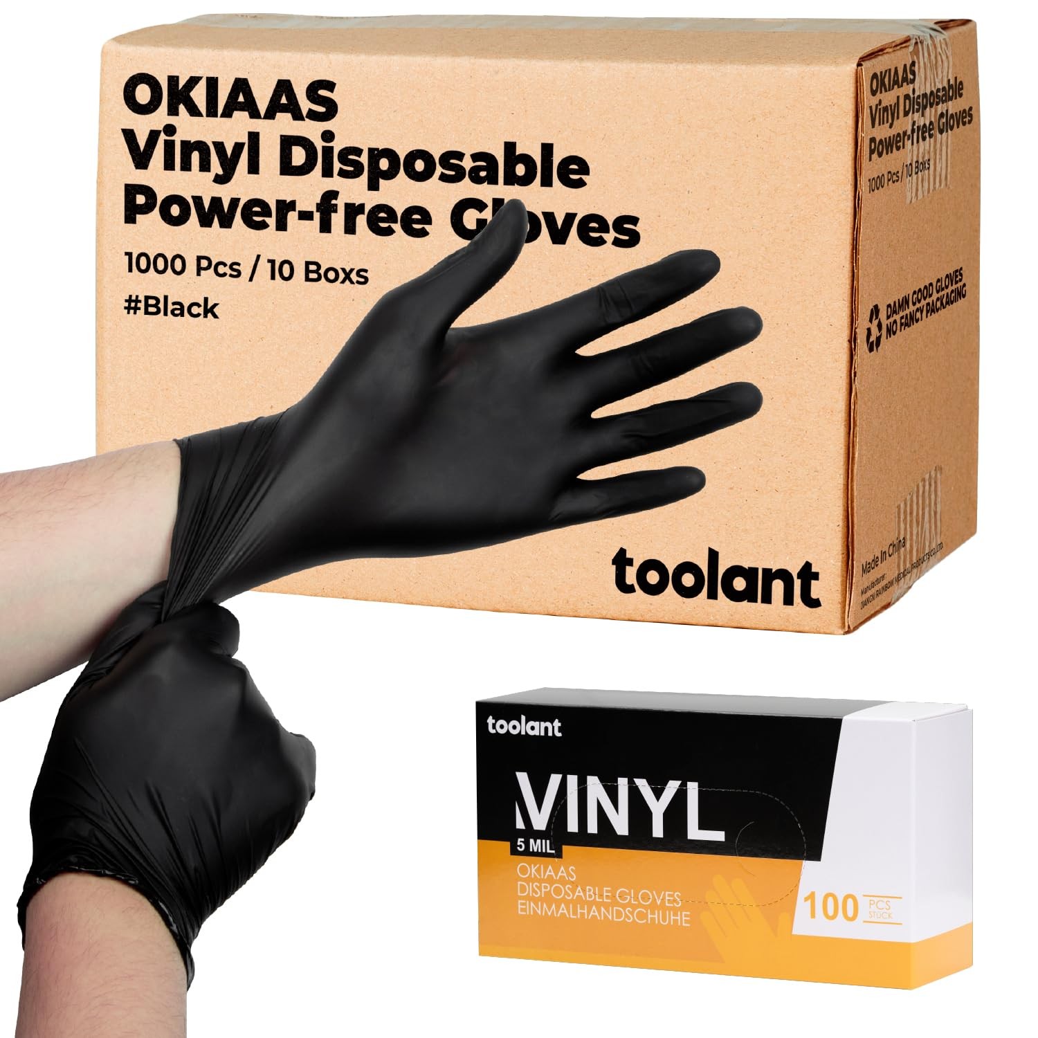 Black Pink Disposable Vinyl Gloves, Latex Free, Food Safe, Small, 50 Count