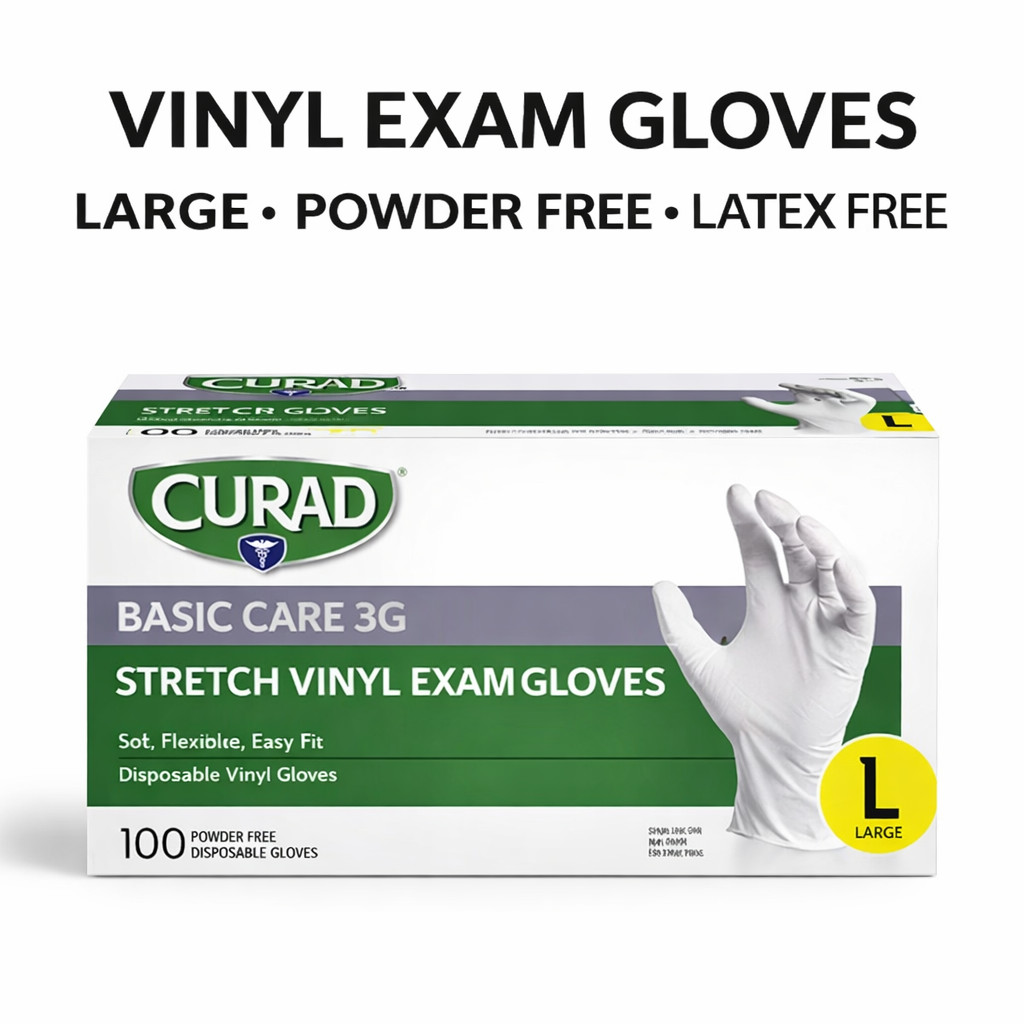Vinyl Exam Gloves Large Powder Free Latex Free Disposable 100-1000 Bulk