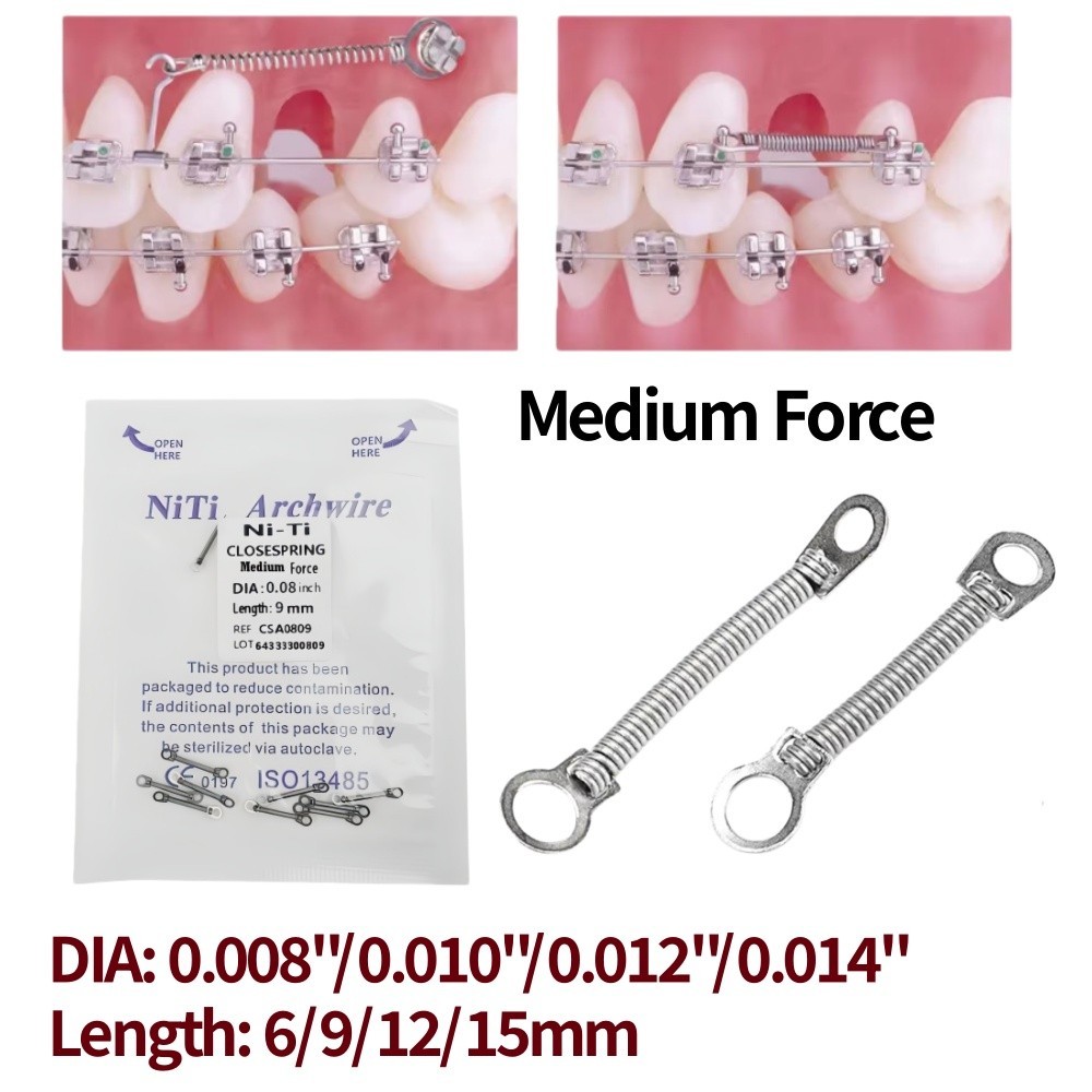 Close Coil Spring NiTi Alloy Dental Orthodontic Medium Force with Big Pull Ring