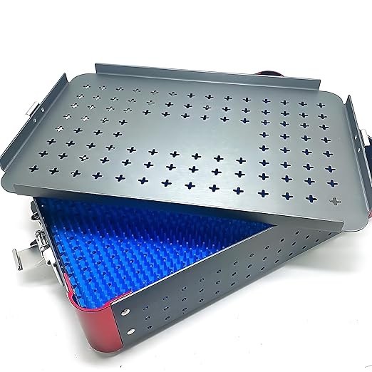 Instrument Sterilization Tray Box with Silicone mat 300mm*195mm*65mm