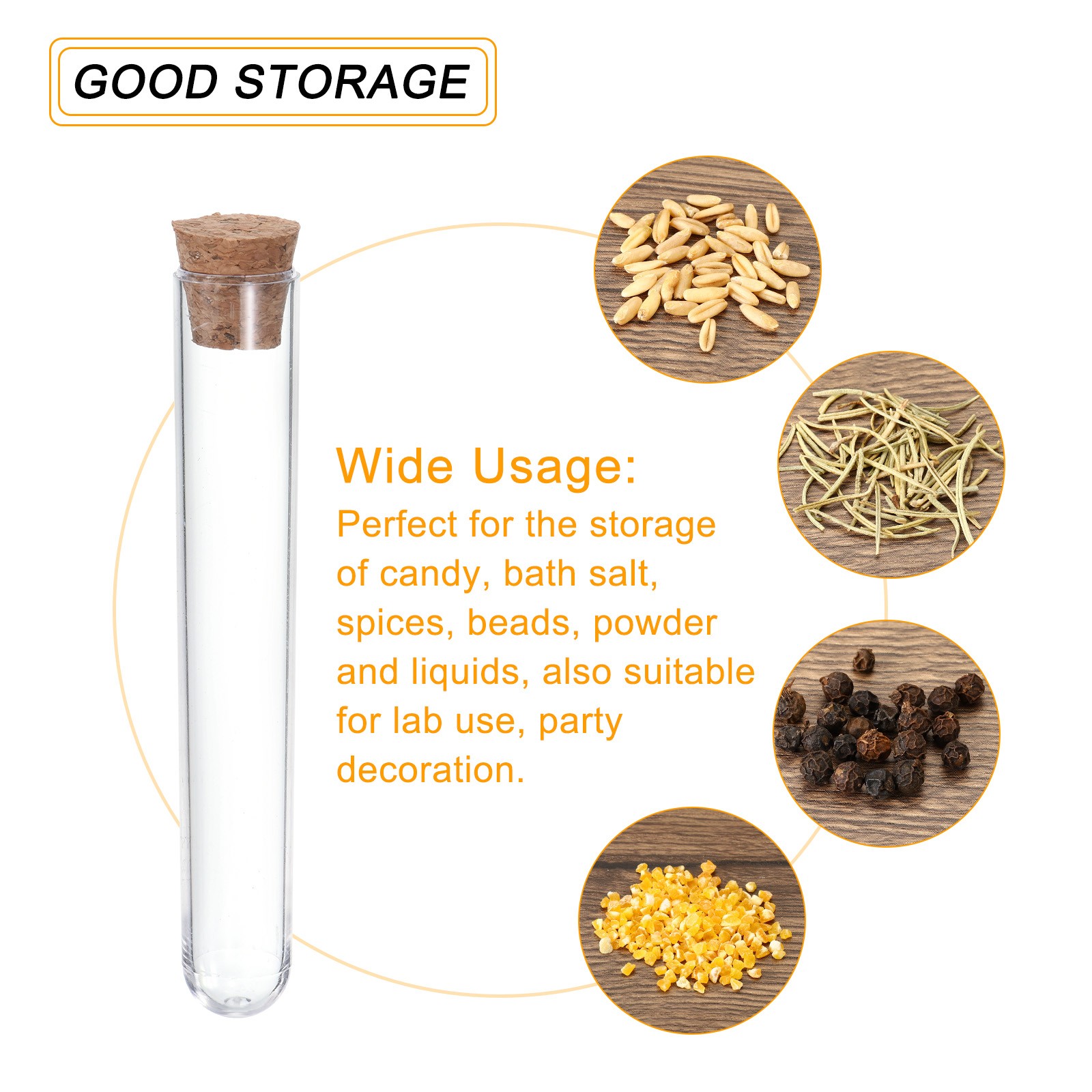 6ml Plastic Test Tubes with Cork Stoppers, 40Pcs 78x13mm Tubes