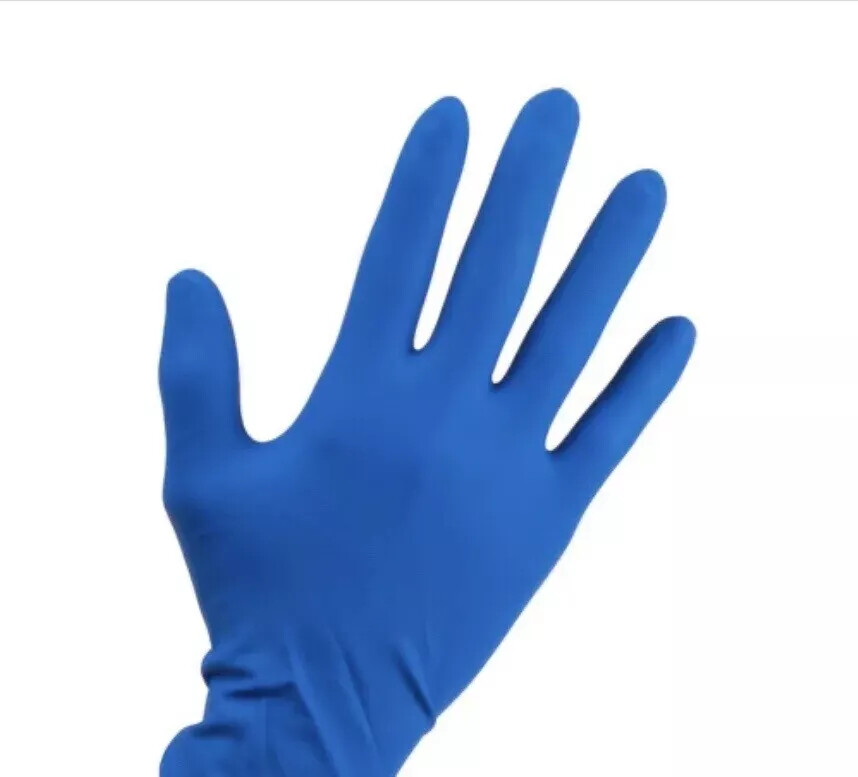 RHINO ORIGINAL LATEX 14 Mil Powder-Free BLUE Gloves 50pc / Box “HEAVY DUTY”