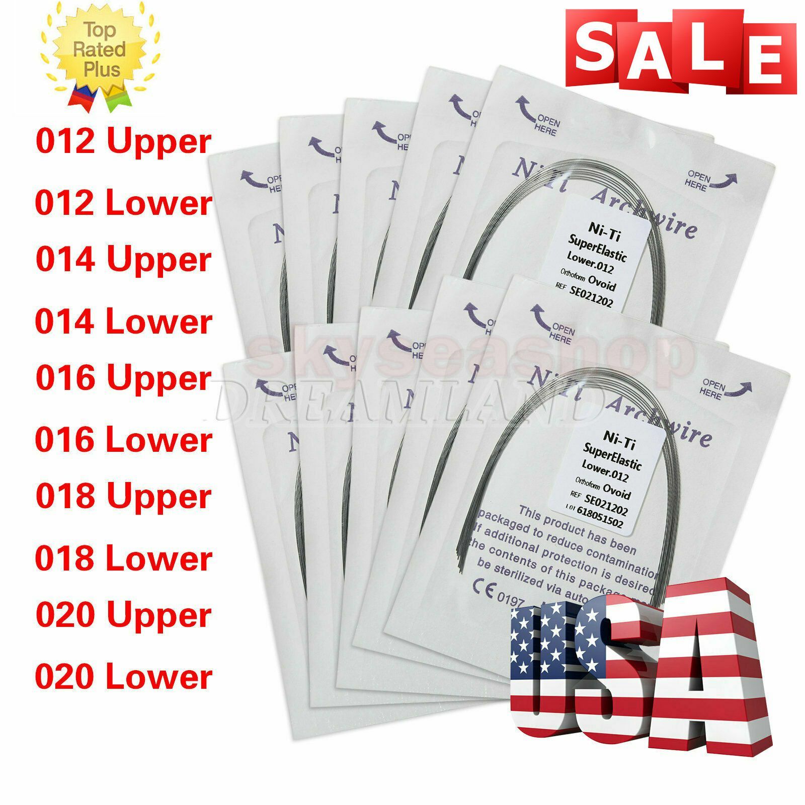 10 Bags Dental Ortho Super Elastic Niti Round Arch Wire Ovoid Form 10 Sizes