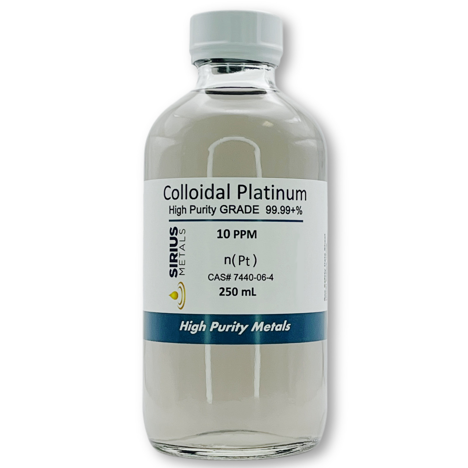 True Colloidal Platinum NanoParticles (PtNPs): 10 ppm – 250 mL in Glass