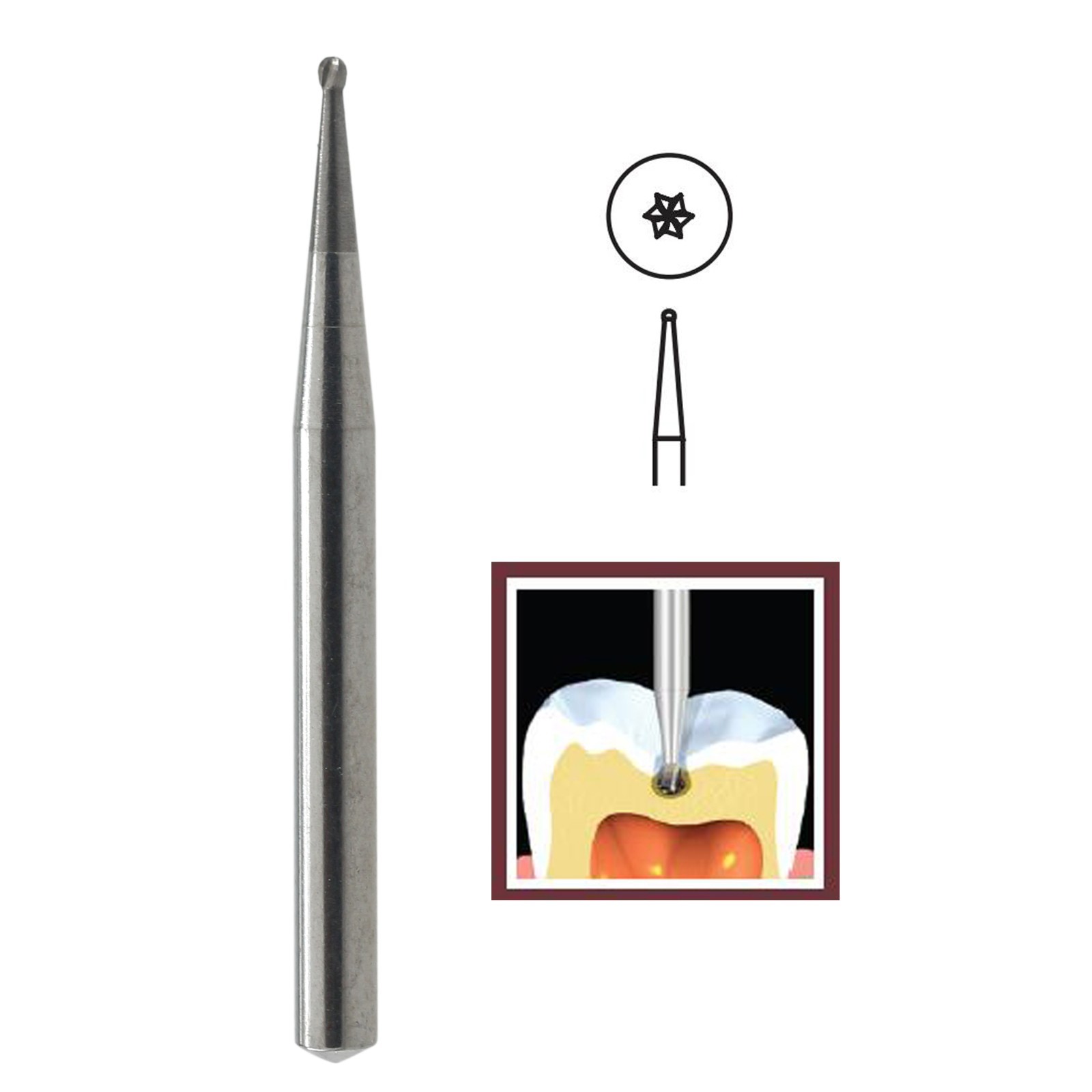 50pcs Dental Carbide Burs Round Ball FG 1/2 Friction Grip for High Speed 19mm