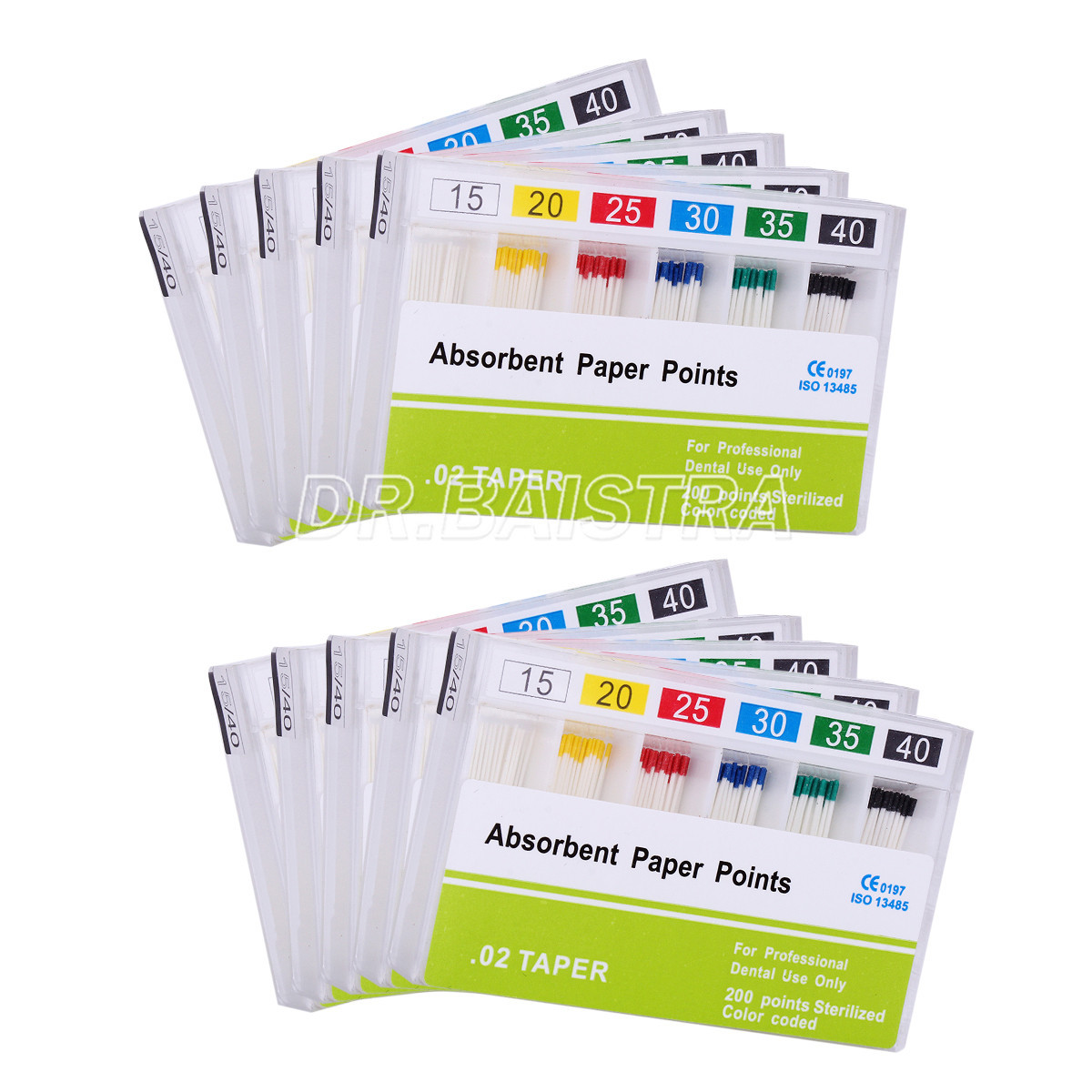 10 Packs Dental Absorbent Paper Points 15-40# Taper 0.02 Root Endodontic