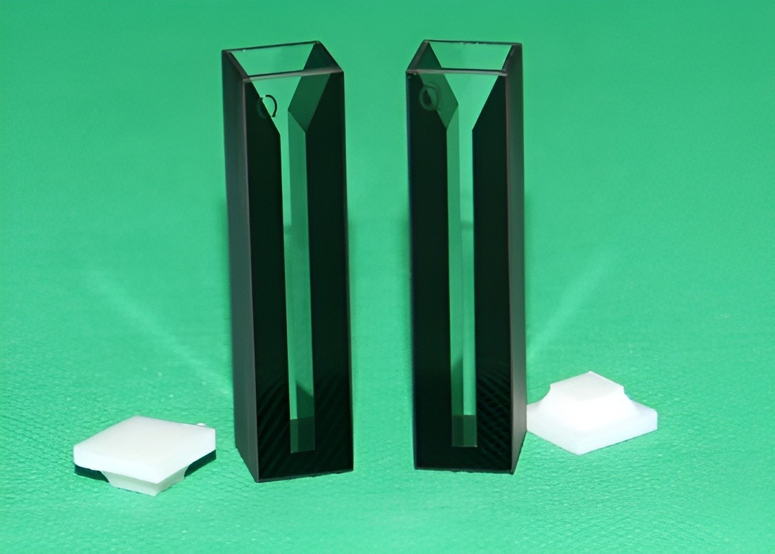 2pcs Customizable Micro Quartz Cuvette Black Wall 10mm 0.35 0.7 1 1.4 1.75mL