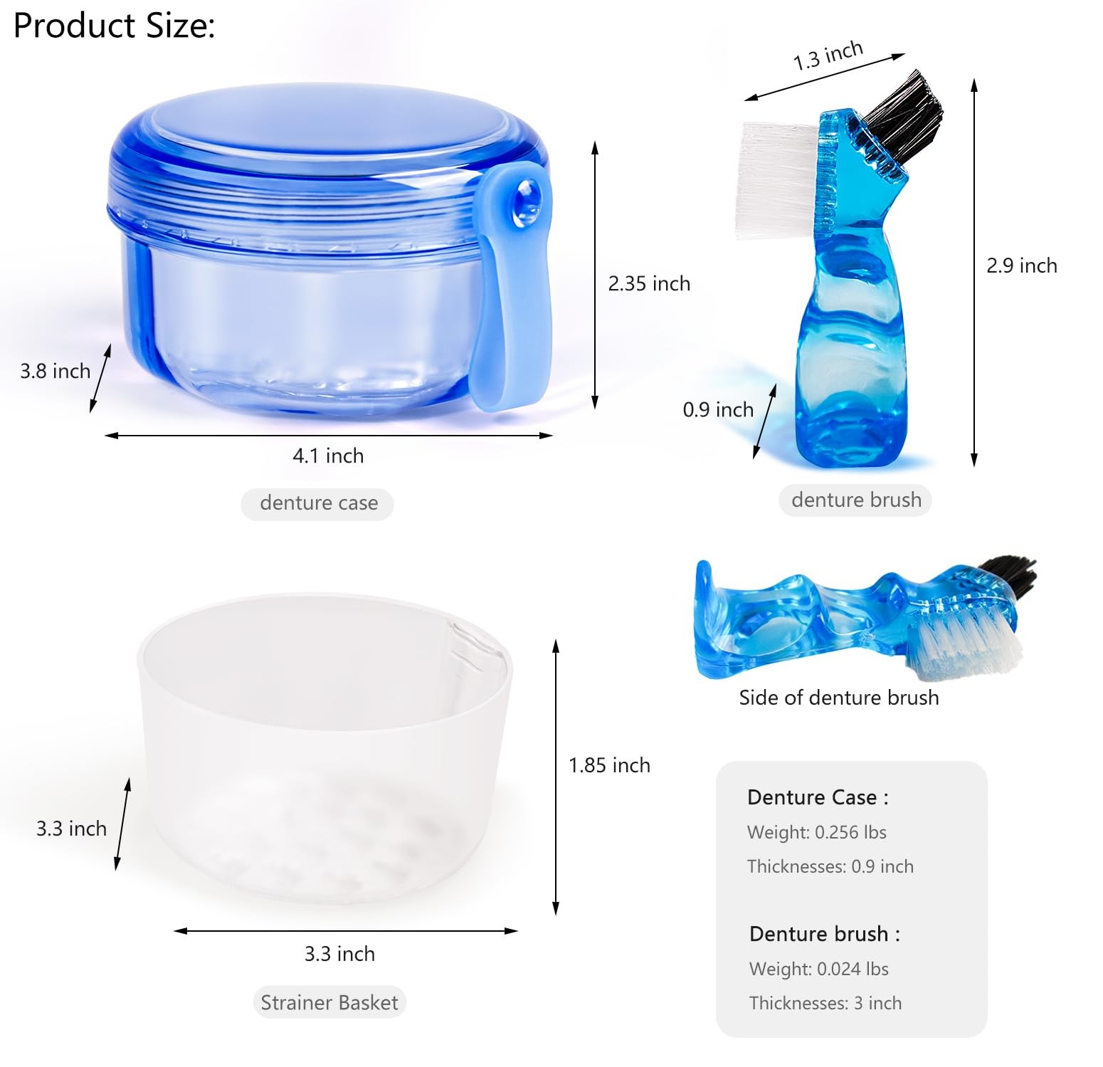 Mckkor Leak Proof Portable Denture Bath Case Transparent Blue