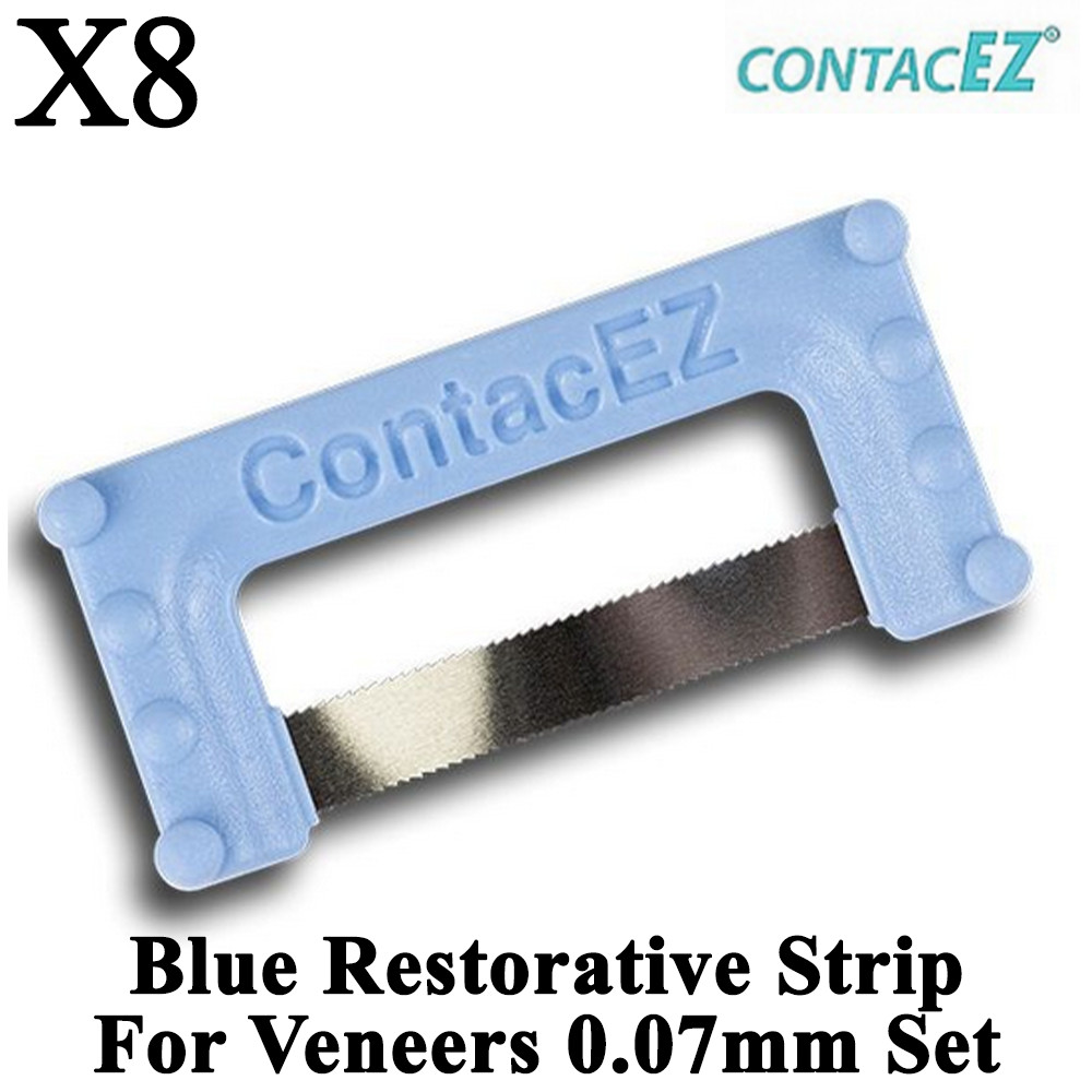 8pcs Dental ContacEZ Blue Restorative Strip Veneers Proximal Reduction 0.07mm