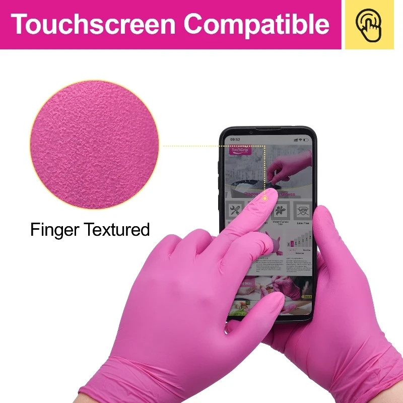 Fuchsia Nitrile Disposable Gloves 20/100PCS 3-mil Powder & Latex Free Household