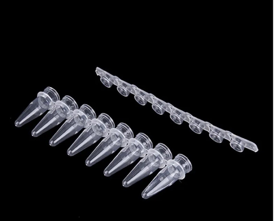 Astor Combo Pack 0.2 mL 8-Strip PCR Tubes & Flat Caps, Clear Pack of 125 Strips
