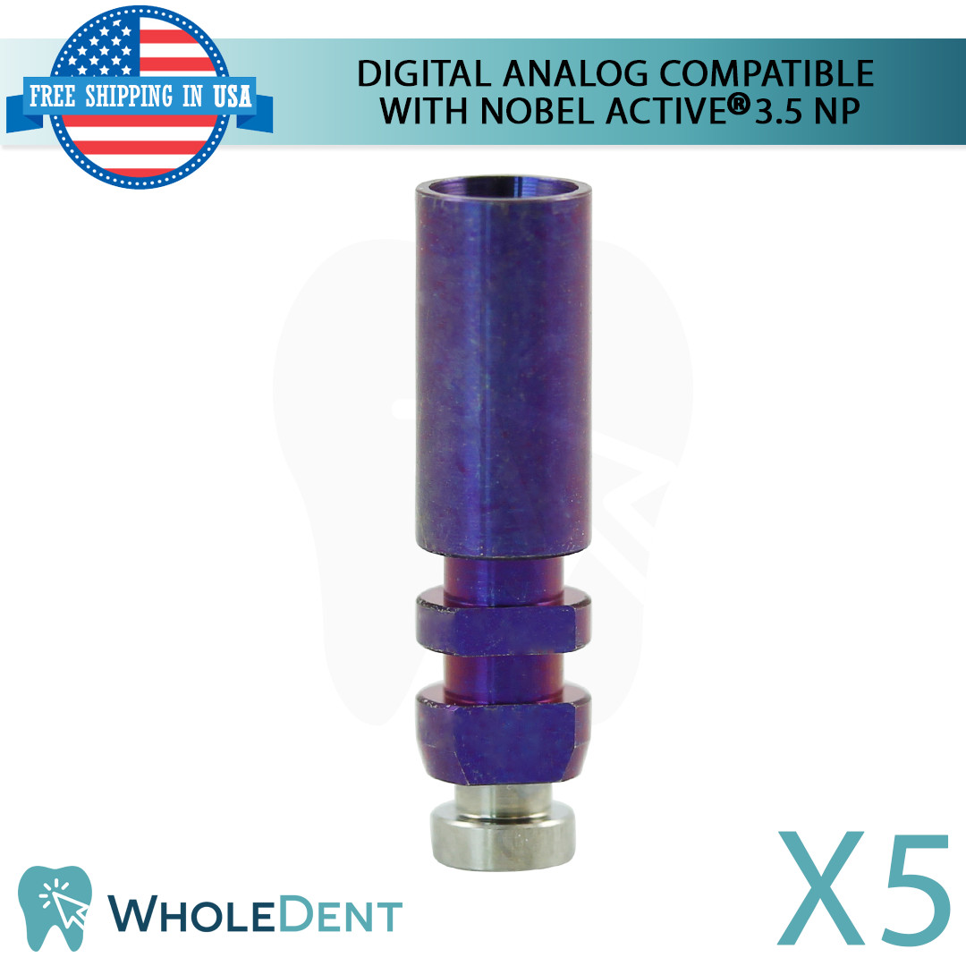 5X Dental Fixture Nobel Active® Narrow Platform Compatible Digital Analog