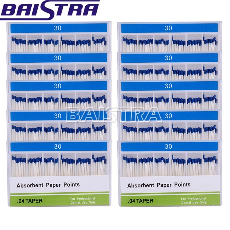 10X (1000pcs) Dental Absorbent Paper Points 0.04 Taper 30# Root Canal Cleaning