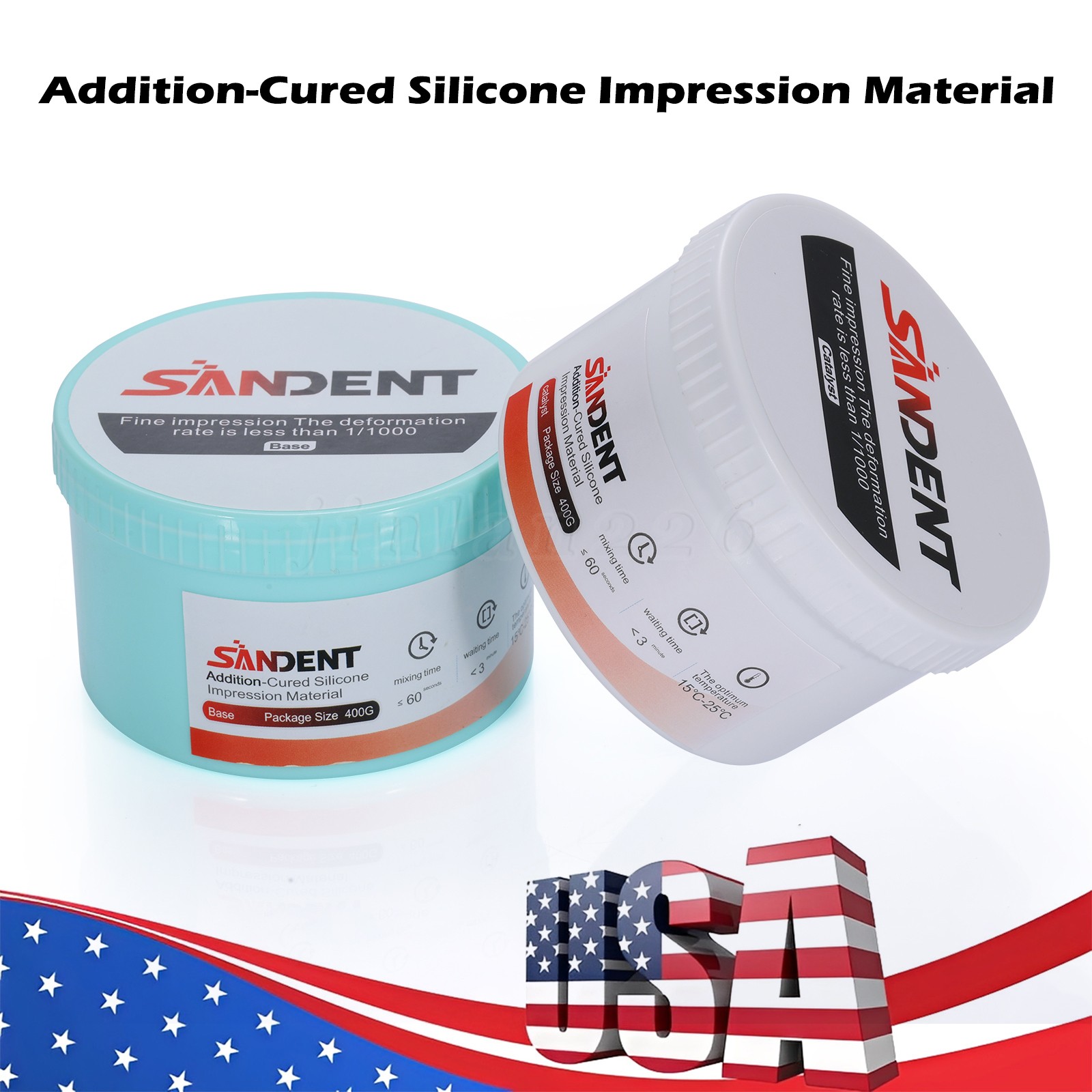 2Pcs*400g Dental Impression Material Silicone Putty Soft Base Catalyst Fast Set