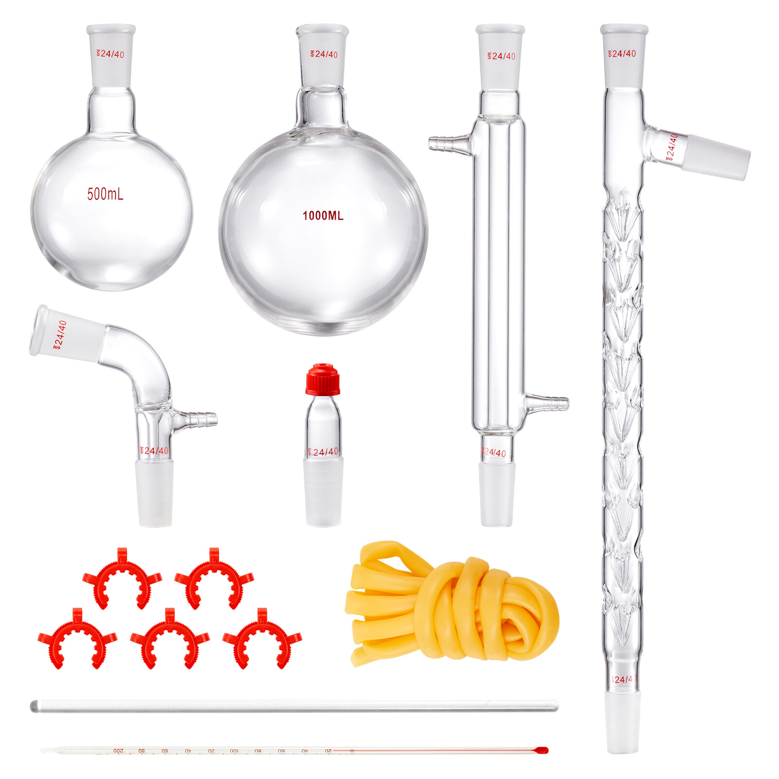 VEVOR Lab Glassware Distillation Kit 1000ml 3.3 Boro 14 pcs Glassware Equipment