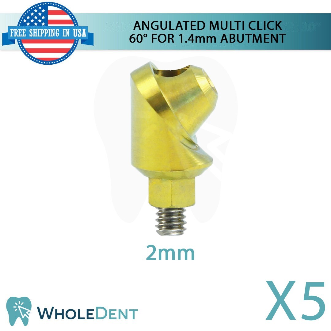 5X Angulated Multi Unit 60° 1.4mm Abutment Attachment Internal Hex 2.42mm