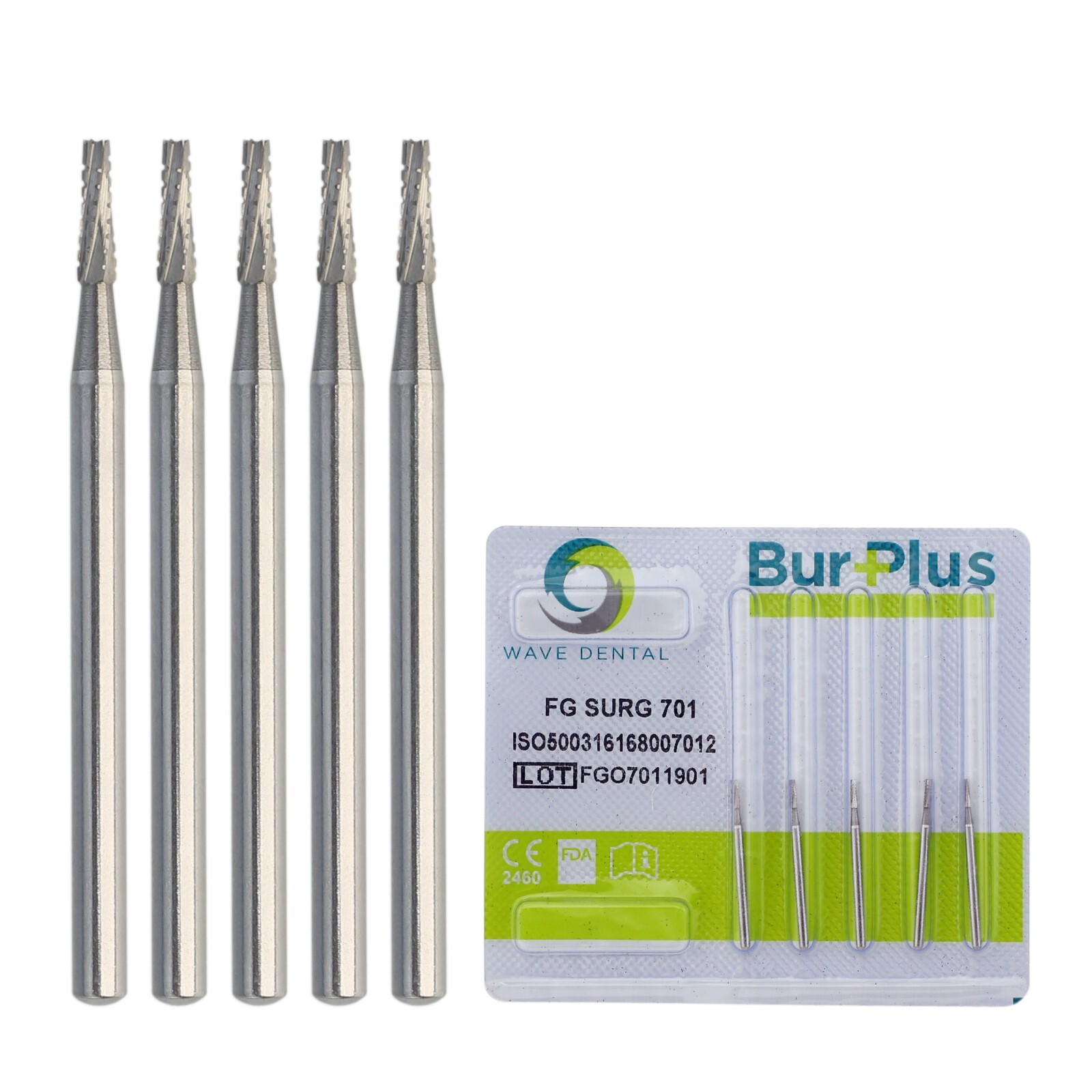 Wave Dental Surgical Length Burs #701 FG SURG High Speed 25mm Carbide FGSL FGOS