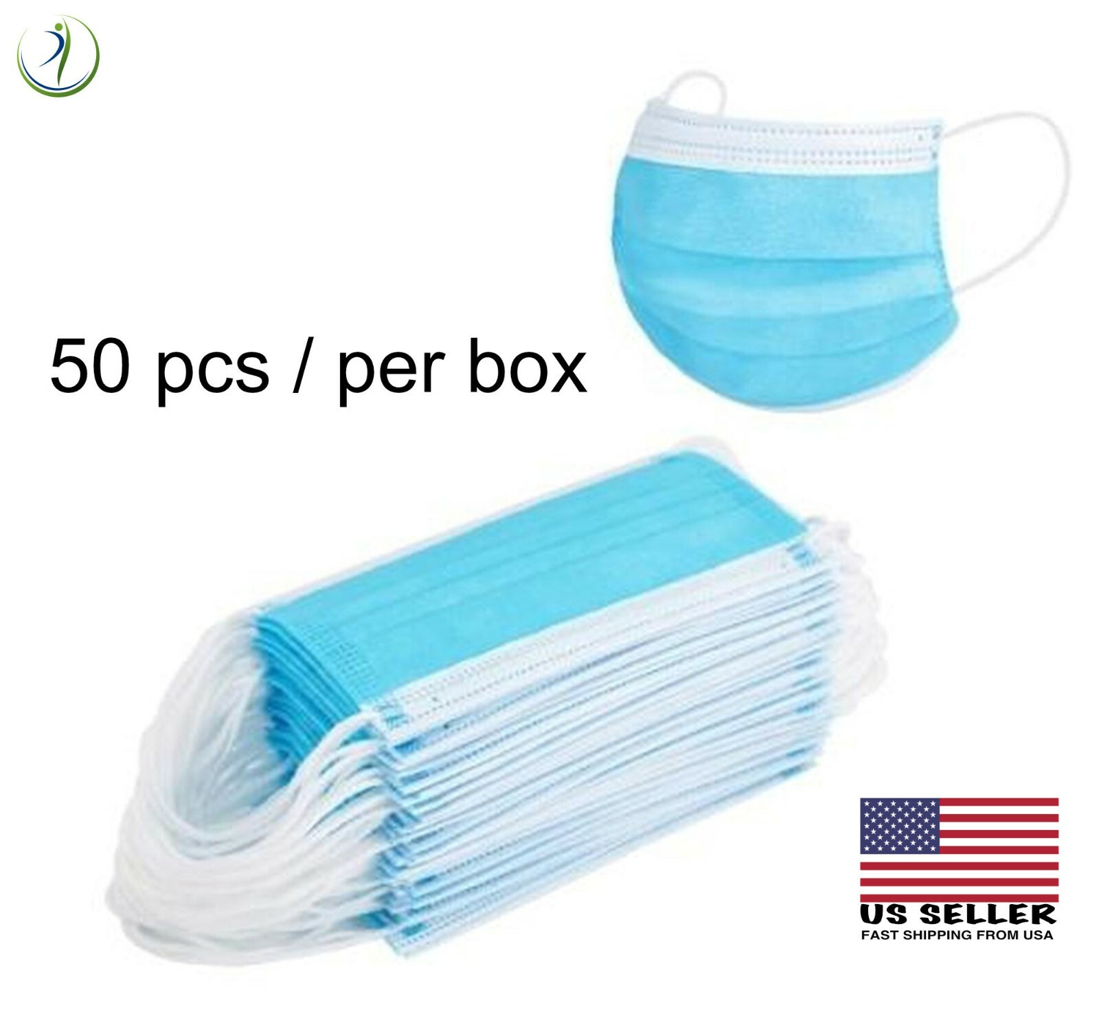 Dental Medical Disposable Ear-Loop Face Masks 3 Ply Pleaded Ultra Sensitive 50pc