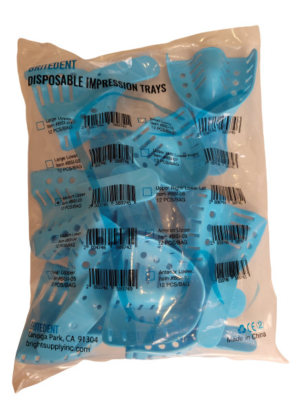 Disposable Perforated Dental Impression Trays. All Sizes available (12 pcs/bag)