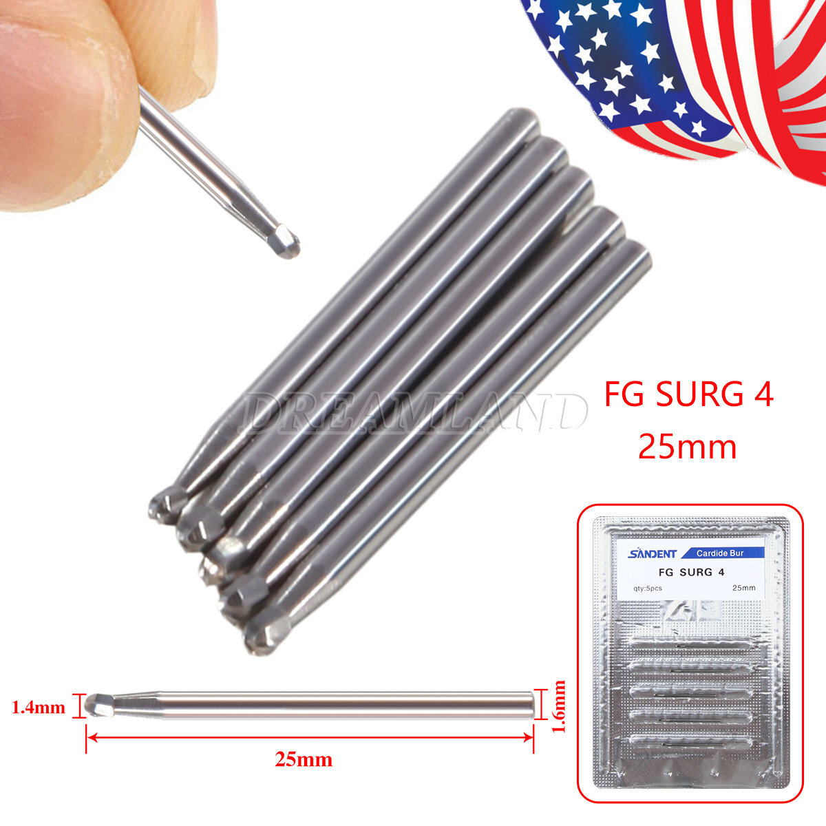 FG #4 SL (Surgical Length Burs) Round Carbide Dental Bur FG4