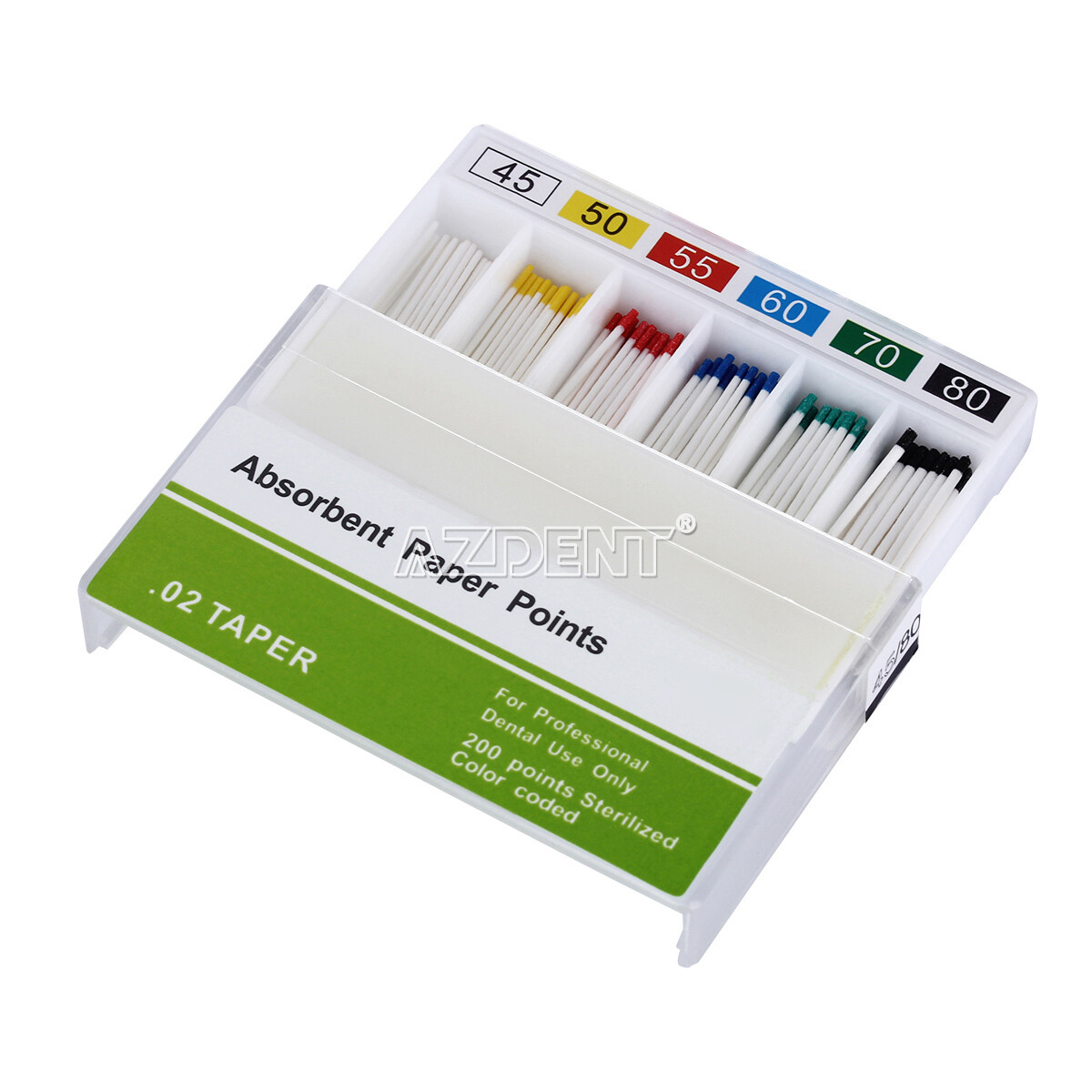 5Box AZDENT Dental EODO Absorbent Paper Points 45 -80# 0.02 Root Endodontics