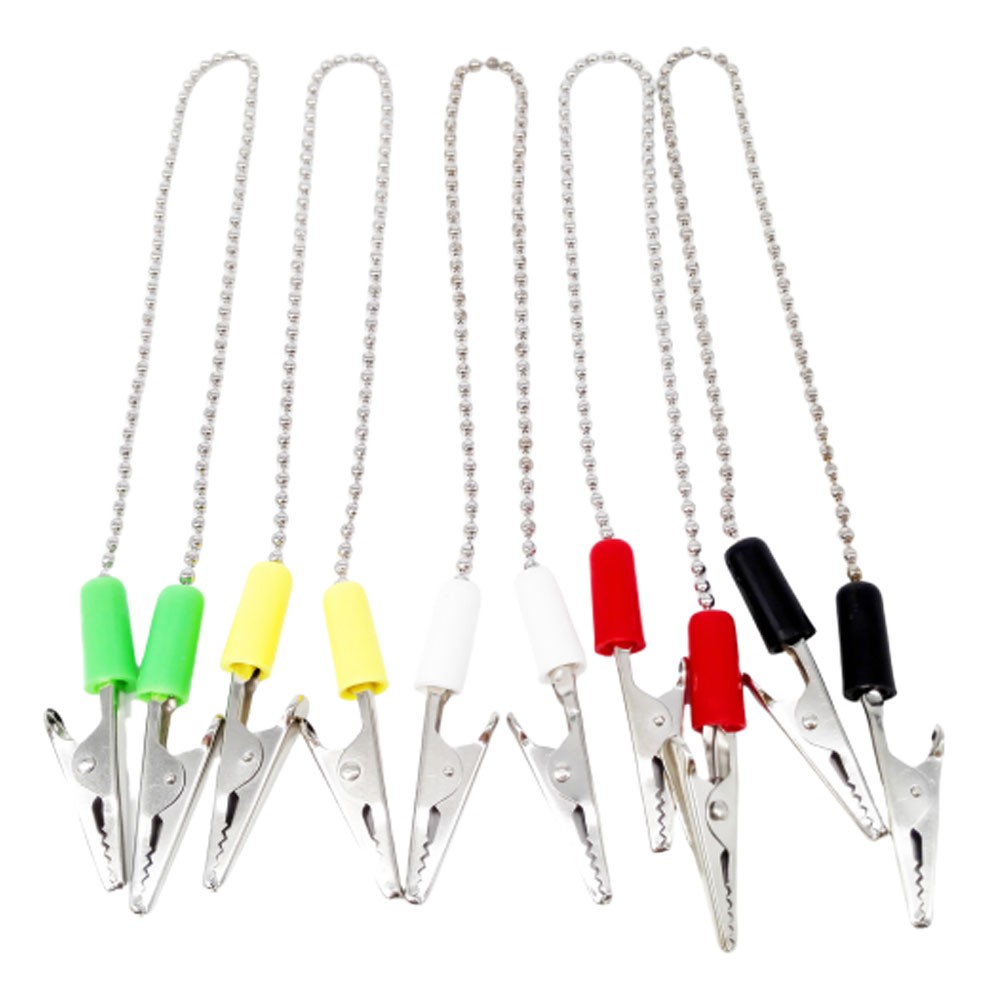 5/10/15Pc 40cm Dental Napkin Holder Patient Bib Crocodile Clips Chain Metal Ball