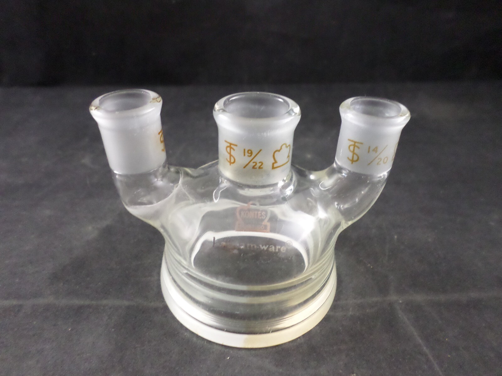 KONTES Glass Multi-Neck (3) Reaction Flask Top 19/22 & 14/20 Joints 50mm Flange