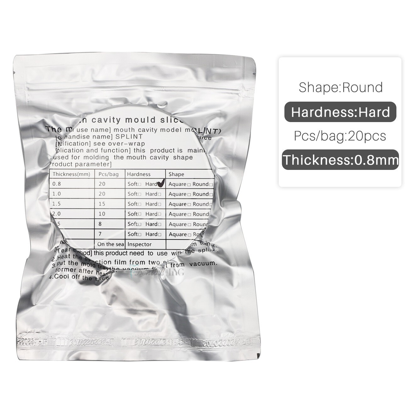 0.8mm Dental Splint Thermoforming Material for Vacuum Forming Hard Round Shape
