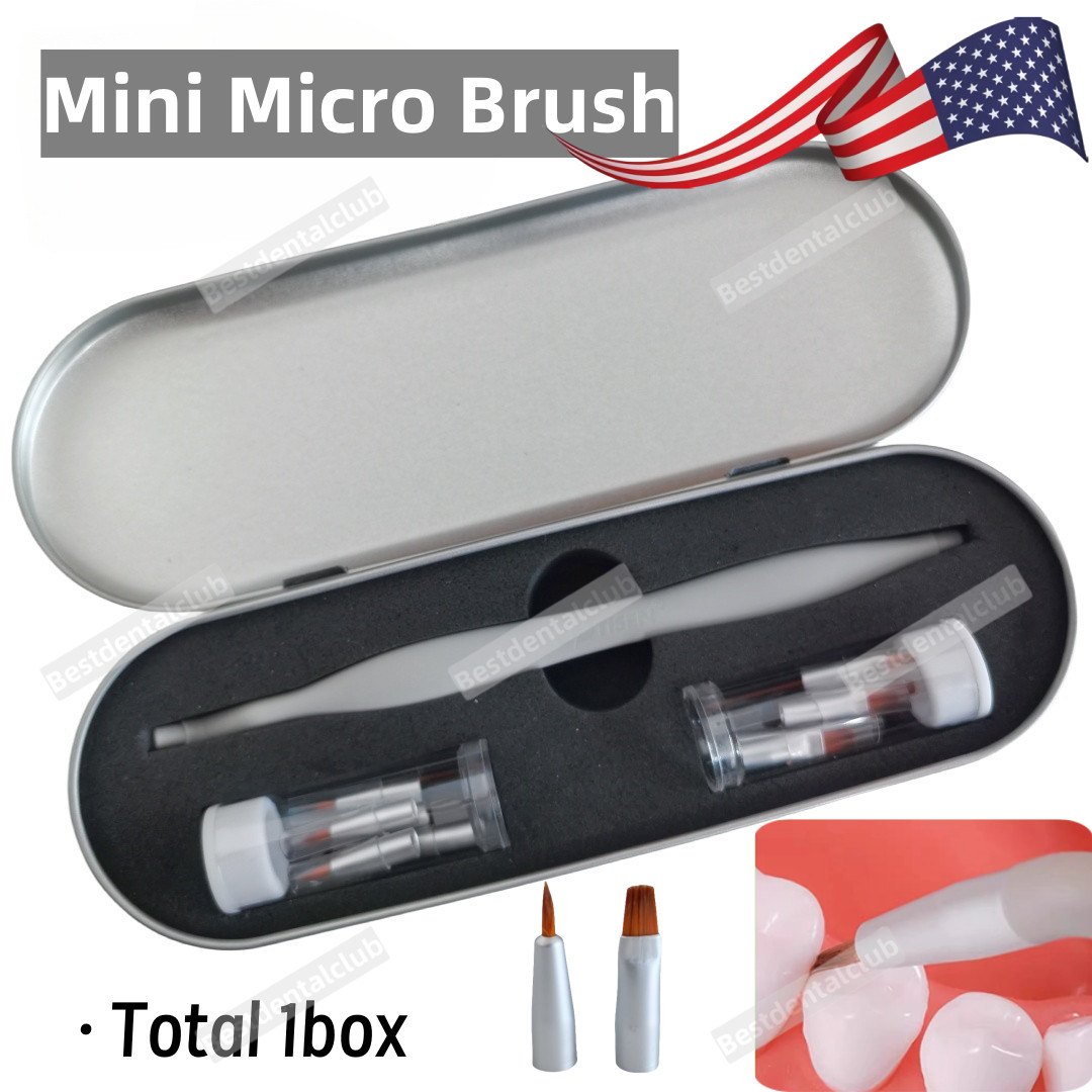 Dental Brush Pen Replaceable Brushes Tips Straight Curved Head Mini Micro Brush