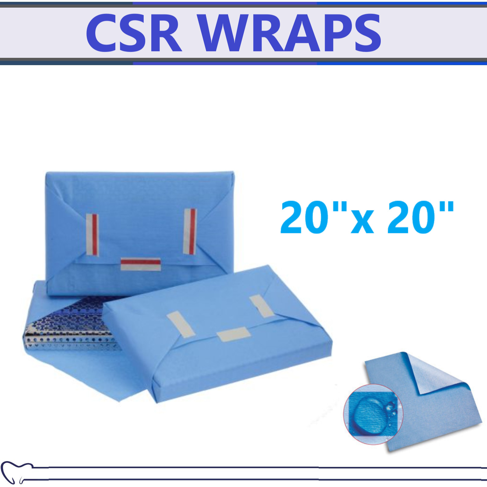 Autoclave CSR Sterilization Wrap, CSR Wrap 20″x20″ 100pcs/Bag