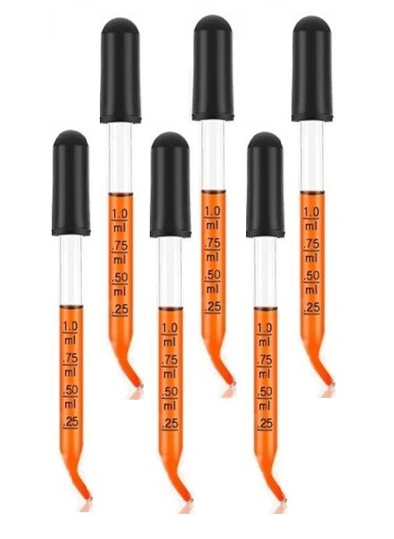 Medicine Art Essential Oils Eye Dropper Graduated 3″ Curved Tip 1ml (6 Pack)