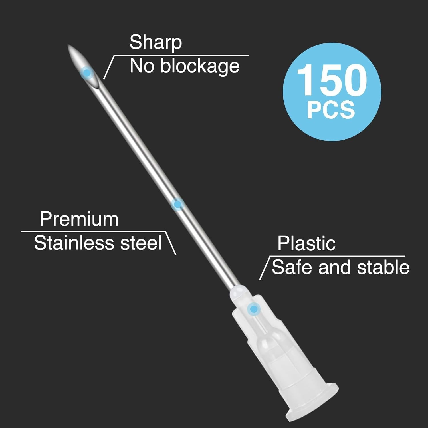 High-Quality Disposable 150 Count 1.5 Inch Luer Lock Needles for Industry Use