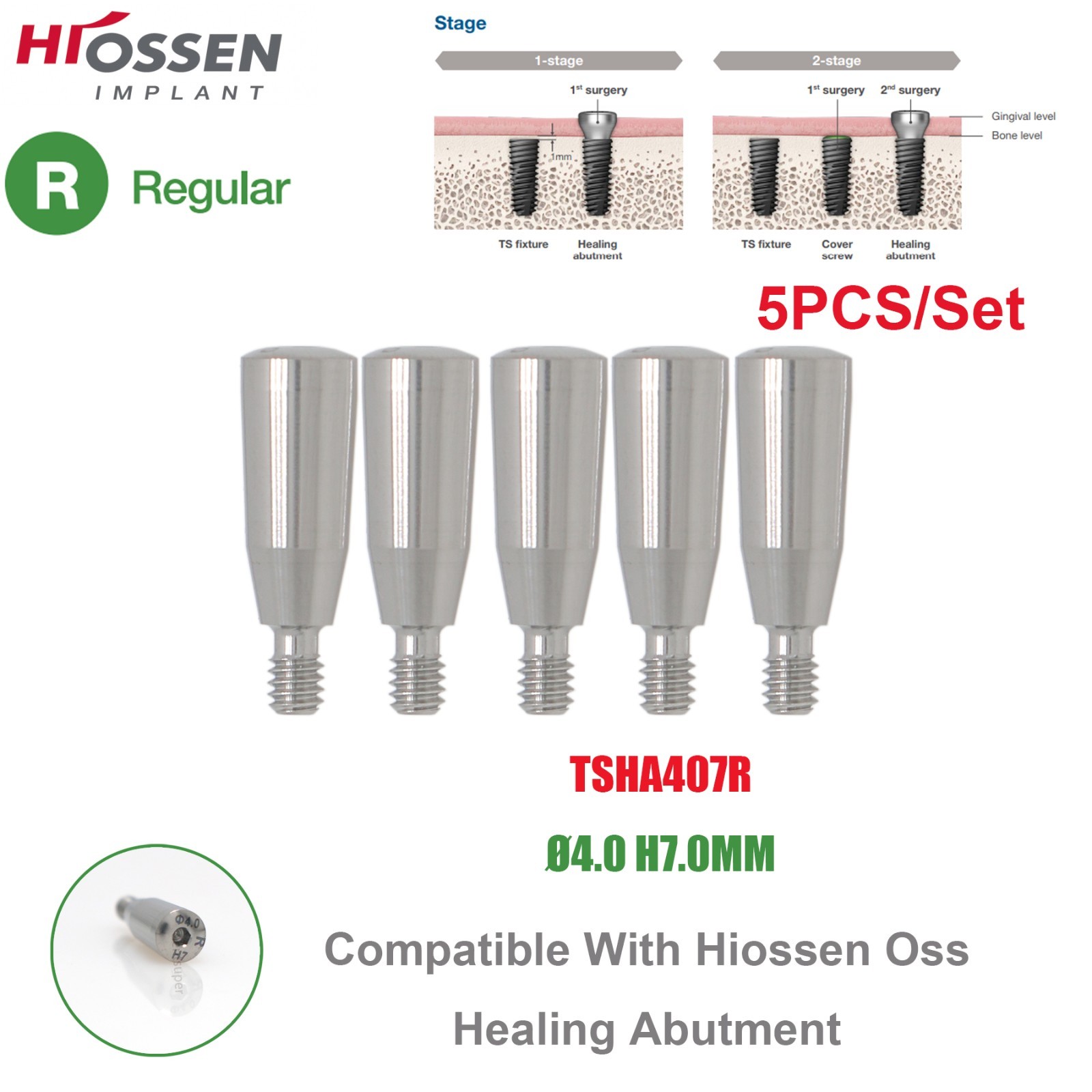 US Regular Healing Abutment Cover Screw Internal Hex Hiossen ET Osstem TS DIO Ti