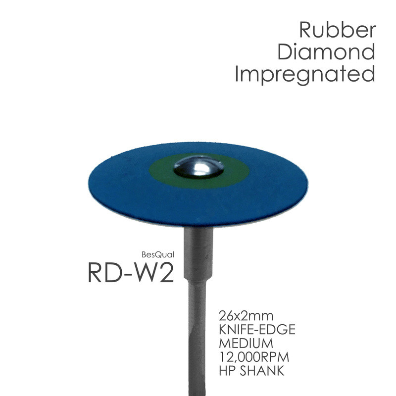 Dental Lab 5-pack Diamond Rubber Wheel RD-W2 medium grit for zirconia porcelain